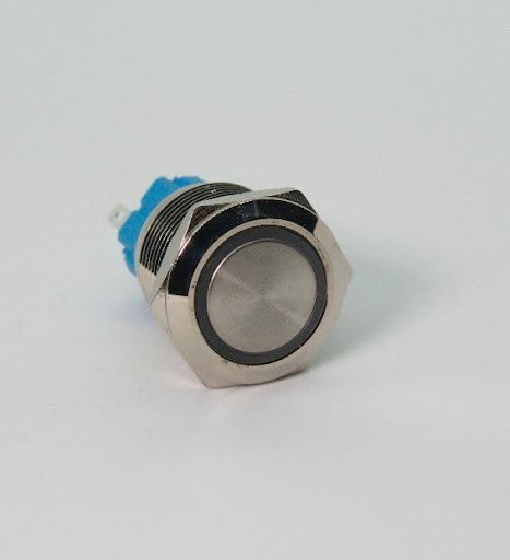 Антивандальная кнопка Sc-985 d=19 12v без фиксации красная / чёрная